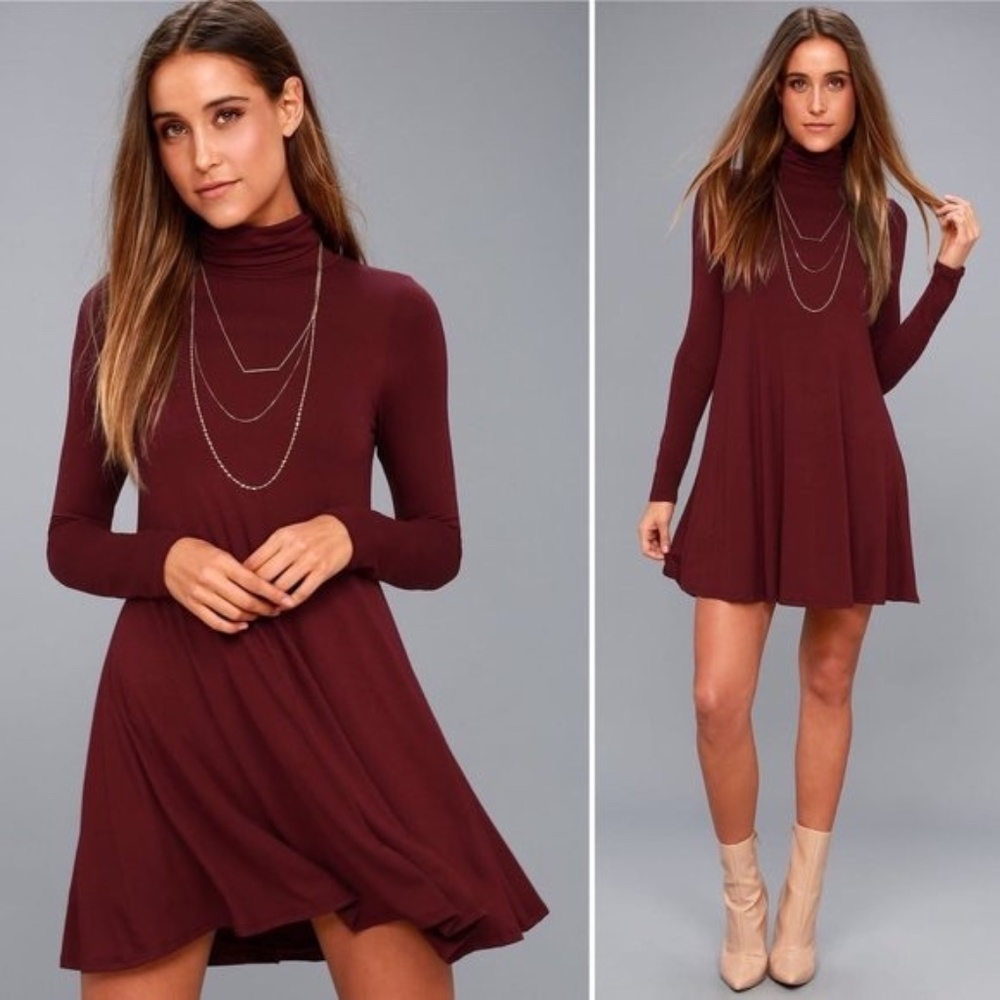 NWT LULUS Burgundy Sway Girl Sway Swing Dress S